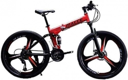 Suge Bici Pieghevole Sport Mountain Bike, 26 Bici Pieghevole Pollici Biciclette da Corsa a velocit variabile a Doppio Disco Freno Adulti 21 Speed Bike (Color : Rot)