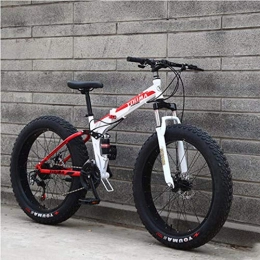 Domrx Mountain Bike pieghevoles Pneumatici per Mountain Bike 4.0 allargati Sia da Uomo Che da Donna 20 Pollici 21 velocità-Bianco e Rosso