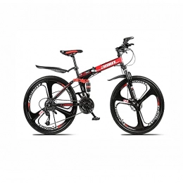 Pokcheng, mountain bike per adulti, 21 velocità, bici pieghevoli in acciaio al carbonio, mountain bike hard-tail, ruote da 26", unisex (colore : rosso)