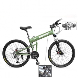 PXQ Bici PXQ Mountain Bike pieghevole per adulti, 26 pollici, telaio in lega di alluminio pieno e pneumatici larghi 5, 5 cm Shimano M610 30 velocità fuoristrada con freno a disco e ammortizzatore. verde