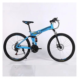 QILIYING Bici QILIYING Cruiser Bike Mountain Bike bicicletta 24 e 26 pollici 24 / 27 / 30 velocità pieghevole mountain bike adulto doppio disco bici razza ruota bicicletta (Colore: blu, misura: 27)