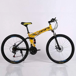Qinmo Bici Qinmo 27 velocit di Mountain Bike a Buon Mercato Adulto ha parlato Ruota di Bicicletta di Montagna 24 / 26 Pollici Bicicletta Pieghevole Mountain Bike (Color : 26 inch Yellow)