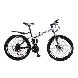 Qinmo Bici Qinmo Mountain Bike, Pieghevole Mountainbike 24 / 26 Pollici, MTB Bicicletta con Spoke Wheel, Bianco (Color : 24-Stage Shift, Size : 26inches)