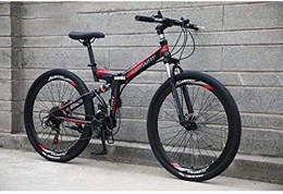 QZ Bici QZ Folding Mountain Bike della Bicicletta for Gli Uomini delle Donne, Alto tenore di Carbonio Telaio in Acciaio, Sospensione Totale MTB Biciclette, Doppio Freno a Disco 6-6