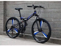QZ Bici QZ Folding Mountain Bike for Adulti, Acciaio al Carbonio Telaio, Doppio Freno a Disco, Full Suspension Uomo Donna della Bicicletta (Color : E, Size : 26 inch 27 Speed)