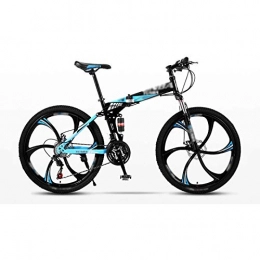 S-1 Unisex 27 Bicicletta a velocità Variabile Portatile, Leggero Pieghevole Mountain Bike Assorbimento degli Urti Telaio in Acciaio al Carbonio Ruota da 24 Pollici Bambini Adulti,Blu