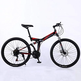 Tbagem-Yjr Mountain Bike pieghevoles Tbagem-Yjr 24 Pollici Pieghevole Mountain Bike, 24 velocità Freno A Doppio Disco City Road Bicycle (Color : Black Red)