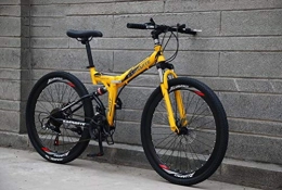 Tbagem-Yjr Mountain Bike pieghevoles Tbagem-Yjr 26 inch Wheel Folding Bike Mountain for Gli Adulti, 21 velocità Doppio Freno A Disco City Road Biciclette (Color : Yellow)