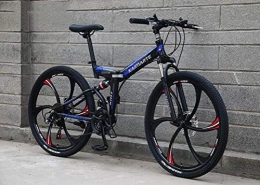 Tbagem-Yjr Mountain Bike pieghevoles Tbagem-Yjr Acciaio al Carbonio 24 Pollici Mountain Bike, Ammortizzamento Spostando Coda Molle Pieghevole 21 velocità della Bicicletta (Color : Black Blue)