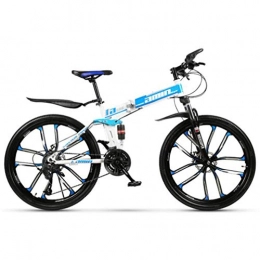 Tbagem-Yjr Mountain Bike pieghevoles Tbagem-Yjr Doppio Freestyle Freni A Disco Pieghevole Mountain Bike, Strada A Doppia Sospensione Biciclette 26 Pollici (Color : Blue, Size : 30 Speed)