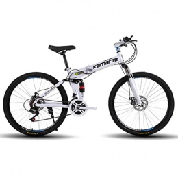 Tbagem-Yjr Mountain Bike pieghevoles Tbagem-Yjr Folding Mountain Bike for Adulti, Freni A Disco Doppio Sport Tempo Bicicletta City Road (Color : White, Size : 24 Speed)