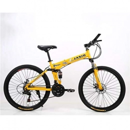Tochange Bici Tochange Sospensione Folding Mountain Bike 21 velocità della Bicicletta MTB Pieghevole Frame 26" per Adulti Sport Wheels Doppio Freno a Disco, Giallo