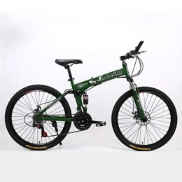 Tochange Sospensione Folding Mountain Bike 21 velocità della Bicicletta MTB Pieghevole Frame 26" per Adulti Sport Wheels Doppio Freno a Disco,Verde
