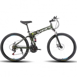 WJSW Bici WJSW Mountain Bike Pieghevole per Adulti, Freni a Doppio Disco, Bicicletta da Strada per Il Tempo Libero Sportiva (Colore: Verde Militare, Dimensioni: 24 velocità)