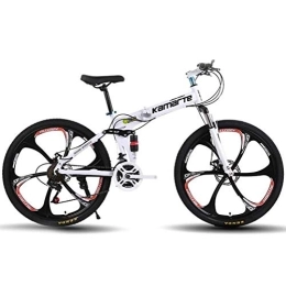 WJSW Bici WJSW Sport Tempo Libero Mountain Bike per Adulti, Bicicletta da Strada Pieghevole a Doppio Disco Freni MTB (Colore: Bianco, Dimensioni: 27 velocità)