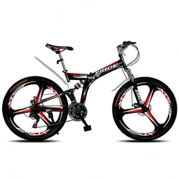 WND Mountain Bike pieghevoles WND Mountain Bike  Knife Folding  Double Disc Brake Bicycle  Suitable for Adults, Black Red, 27 Speed