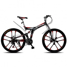 WND Mountain Bike pieghevoles WND Mountain Bike  Knife Folding Mountain Bicycle Double Disc Brake Suitable for Adults, Black Red, 27 Speed