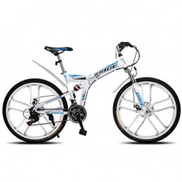 WND Bici WND Mountain Bike  Knife Folding Mountain Bicycle Double Disc Brake Suitable for Adults, White Blue, 30 Speed