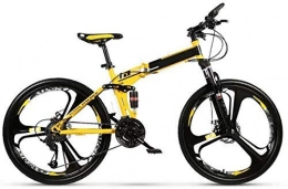 WUAZ Mountain Bike, 26 '' Bicicletta Pieghevole Rimovibile con 3 Cutter A Rotelle, per Gli Adulti, 21 velocità Shifter,Giallo