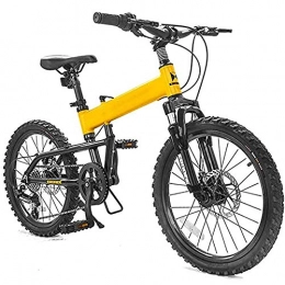 WXX Bici WXX Portable Bambini Folding Mountain Bike Lega di Alluminio da 20 Pollici A 6 velocit Sedile Regolabile Messaggio E Il Manubrio A Doppia Altezza del Freno A Disco Damping Bike, Giallo