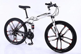 WYN Bici WYN Folding Bicycle Mountain Bike 24 And 26 inch Knife High Carbon Steel Double Disc Brake Adult Exercise Mountain Bicycle, 10 Knife Wheel White, 26 inch