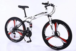 WYN Mountain Bike pieghevoles WYN Folding Bicycle Mountain Bike 24 And 26 inch Knife High Carbon Steel Double Disc Brake Adult Exercise Mountain Bicycle, 3 Knife Wheel White, 24 inch