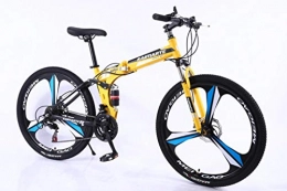 WYN Mountain Bike pieghevoles WYN Folding Bicycle Mountain Bike 24 And 26 inch Knife High Carbon Steel Double Disc Brake Adult Exercise Mountain Bicycle, 3 Knife Wheel Yellow, 24 inch