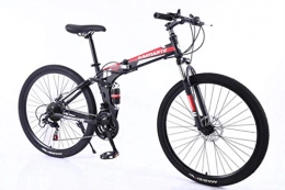 WYN Bici WYN Folding Mountain Bike 24 / 26 inch Mountain Bicycle Carbon Steel Student Bike, 26 inch Black Red, 30 Speed