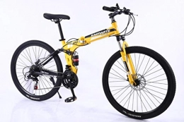 WYN Bici WYN Folding Mountain Bike 24 / 26 inch Mountain Bicycle Carbon Steel Student Bike, 26 inch Yellow, 27 Speed