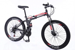 WYN Bici WYN  Mountain Bike Folding Mountain bicyclespeed Adult Bicycle Carbon Steel Student Bike, 24 inch Black Red, 21 Speed
