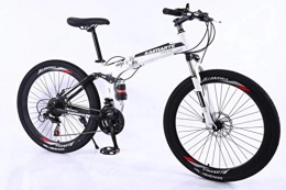 WYN Bici WYN  Mountain Bike Folding Mountain bicyclespeed Adult Bicycle Carbon Steel Student Bike, 26 inch White, 30 Speed