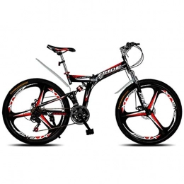WYN Bici WYN Mountain Bike Speed ​​Bicicletta Pieghevole   con Freno a Doppio Disco Adatta per Adulti, Nero Rosso, 24 velocità