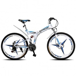 WYN Mountain Bike pieghevoles WYN Mountain Bike Speed ​​Folding   Double Disc Brake Bicycle Adatto per Adulti, Bianco Blu, 30 velocità
