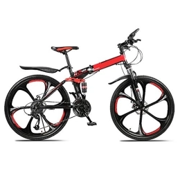 WYZDQ Bici WYZDQ Lavoro Portatile Uomini Donne Biciclette Shock e l'assorbimento Folding Mountain Bike per Adulti a velocità variabile off-Road, Rosso, 21 Speed (24 Inches)