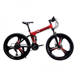 XBSLJ Biciclette Elettriche, Pieghevole Ebike Folding Outroad Bicycles 26in Carbon Steel Shock Absorption Full Suspension MTB Gears Dual Disc Brakes Adults-Rosso