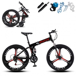 XWDQ Bici XWDQ Mountain Bikes - Mountain bike pieghevole da 24 / 26 pollici, 3 taglierini, con sospensione anteriore, sedile regolabile, 61 cm., 30 speed