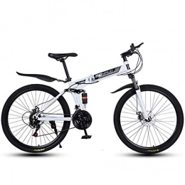 JIAWYJ Mountain Bike pieghevoles YANGHAO-Mountain bike per adulti- 26 "in mountain bike da 26 velocità per adulto, telaio a sospensione integrale in alluminio leggero, forcella a sospensione, freno a disco, bianco, a YDLZZXC-09