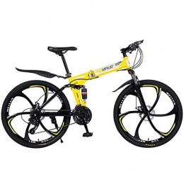 JIAWYJ Bici YANGHAO-Mountain bike per adulti- 26in in mountain bike a 24 velocità per adulti, telaio a sospensione integrale in alluminio leggero, forcella a sospensione, freno a disco, giallo, D YDLZZXC-09
