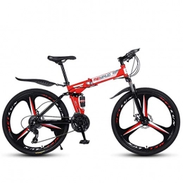 JIAWYJ Mountain Bike pieghevoles YANGHAO-Mountain bike per adulti- Bike in montagna da 27 pollici per 27 velocità per adulti, telaio a sospensione integrale in alluminio leggero, forcella a sospensione, freno a disco, rosso, c YDLZZX