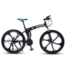 YCHBOS Mountain Bike pieghevoles YCHBOS Bike Mountain Bicicletta Bici da 26 Pollici 27 velocità Doppio Disco e Doppia Sospensione per Adulti, Frenata Sensibile, Sedile Regolabile, Anti-Skid Wear-Resistant TiresBlack And Blue