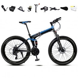 YRYBZ Bici YRYBZ Bici Pieghevole, 24-26 Pollici Mountain Bike, 30 velocità Bicicletta Unisex Adulto, BMX Bici Piega, Doppio Freno a Disco / Blue / 26''