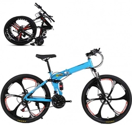 YTDHBLK Bici YTDHBLK GTT Mountain Bike Pieghevole da 26 Pollici, Mountain Bike per Bici per Adulti 21 Marce Acceleratore del Cambio con 6 Ruote Taglienti / Blue