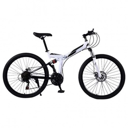 Yunyisujiao Mountain Bike, Mountain Bike Pieghevoli da 24 Pollici, MTB a Sospensione Completa per Bicicletta a 21 velocità, Bicicletta per Adulti Portatile per Uomo e Donna (Color : White)