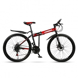 ZJDU Bici ZJDU Bike per Adulti, Mountain Bike Pieghevole Durevole alla Moda, Bike A velocità Variabile con Doppio Assorbimento degli Urti, Rosso, 26 inch 24 Speed
