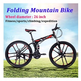 ZJGZDCP Folding Mountain Bike 26 Pollici Biciclette 24 di velocità for Adulti a Forma di U Rinforzato Ammortizzante Biciclette Maiusc e Femminile Forcella Anteriore Uomo