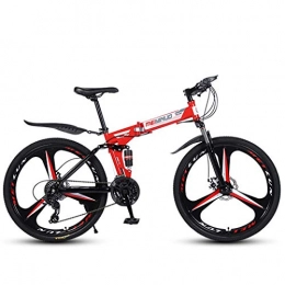 ZTYD Bici ZTYD 26" 21-Speed mountain bike per adulti, in alluminio leggero, sospensione anteriore, forcella a sospensione, freno a disco, rosso, E