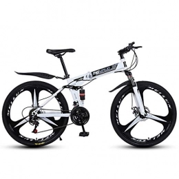 ZTYD Mountain Bike pieghevoles ZTYD 26" 21-Speed MTB per adulti, in alluminio leggero, sospensione anteriore, forcella a sospensione, freno a disco, bianco, C