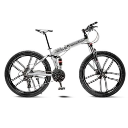 Zxb-shop Bici Zxb-shop Bike Pieghevole White Mountain Bike della Bicicletta 10 Razze Ruote Pieghevole 24 / 26 Freni Doppio Disco Pollici (21 / 24 / 27 / 30 di velocità) (Color : 30 Speed, Dimensione : 26inch)