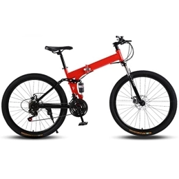  Bici 24''Folding Mountain Bike, Top per Mountain Bike per Adulti con Ruote a Raggi, 21 / 27 velocità a Sospensione Completa in Acciaio ad Alto Contenuto di Carbonio MTB Bici da pendolare per Adulti e adole