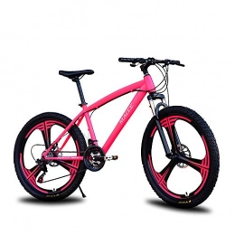 Huaatiear Bici 26 Inch Mountainbike for Men And Women High-Carbon Steel Hardtail Mountain Bike with Front Suspension Adjustable Seat 21 / 24 / 27 Speed Gears, Double Disc Brake, Pink 3 Three Cutter Wheel, 21 stage shift